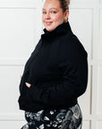 Under Her Spell Half Zip Pullover in Black