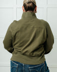Under Her Spell Half Zip Pullover in Green