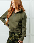 Under Her Spell Half Zip Pullover in Green