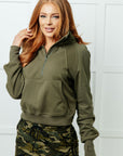 Under Her Spell Half Zip Pullover in Green
