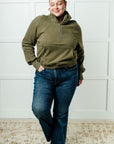 Under Her Spell Half Zip Pullover in Green