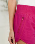 Windbreaker Smocked Waistband Running Shorts in Hot Pink