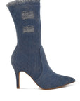 Himkok Distressed Denim Mid-Calf Boots