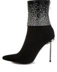 Podstar Rhinestones Embellished Foldover Boots