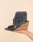 True Fringe Wedge in Denim