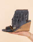 True Fringe Wedge in Denim