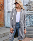 Ivy Lane Full Size Zip-Up Longline Hoodie with Pockets