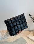 Quilted Plaid Clutch with Zipper