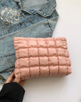 Quilted Plaid Clutch with Zipper