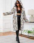 Thermal Leopard Faux Fur Hooded Outerwear