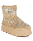 Xoras Chunky Rhinestones Ankle Boots