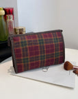 Contrast Plaid Clutch with Zipper