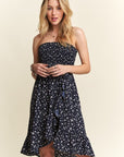 ADORA Smocked Floral Tube Dress with Pockets- Navy floral