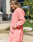 Double Take Full Size Hooded Teddy Bear Jacket with Thumbholes