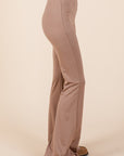 Mittoshop Stretchy Soft Elastic Waist Flare Pants- Mocha