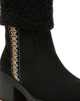 Woolly Faux Fur & Embroidery Detail Boots