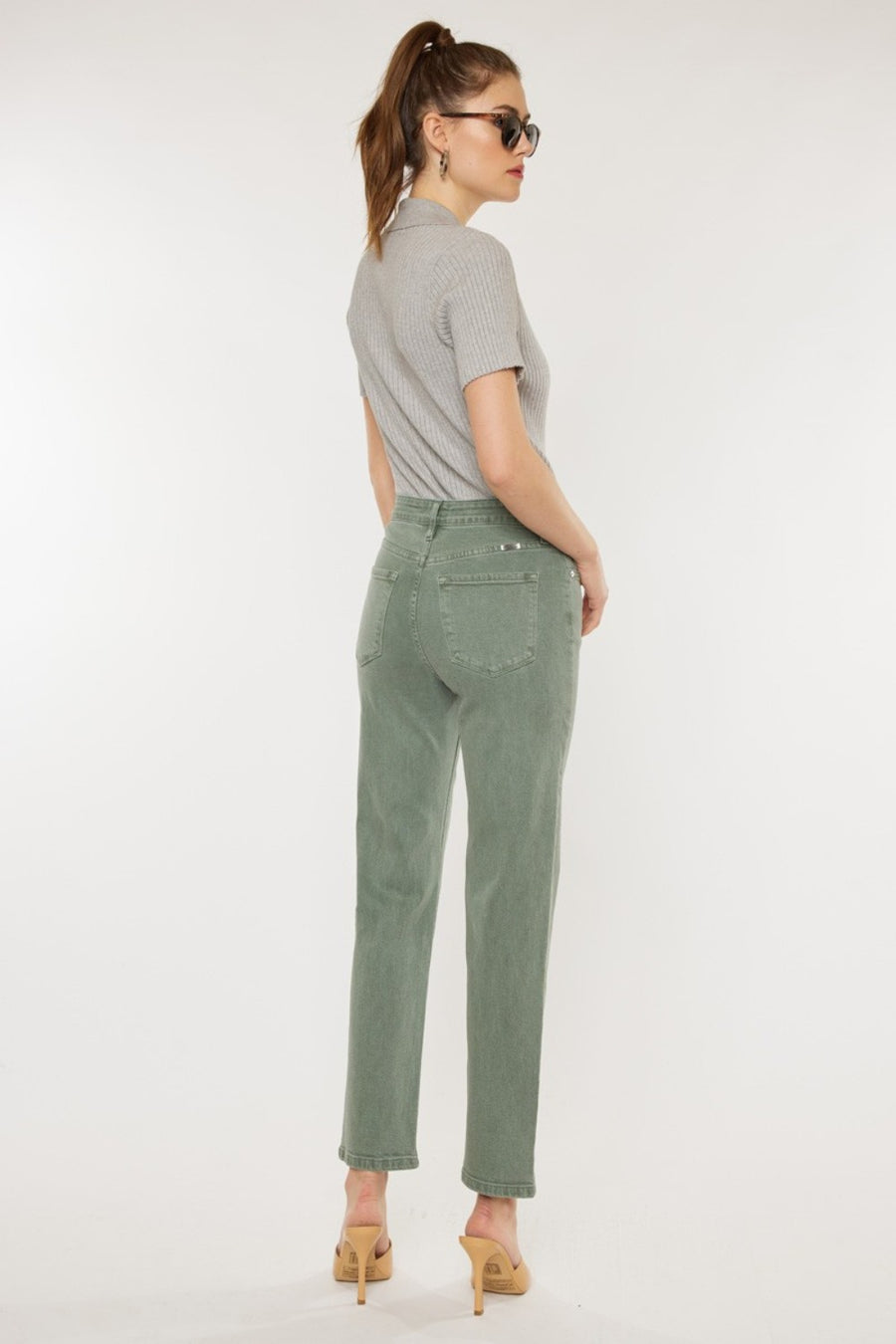 Kancan Ultra High Rise Straight Jeans- Olive