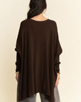 Davi & Dani High-Low Side Slit Batwing Sleeve Top