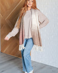 Cold Front Fringe Scarf in Coffee and Red