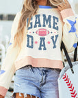 GAME DAY Star Patch Round Neck Long Sleeve Sweatshirt