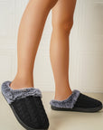 Cable-Knit Fluff Round Toe Slippers