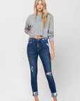 Vervet- High Rise Distressed Clean Cut Crop Skinny