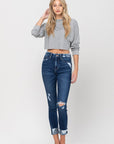 Vervet- High Rise Distressed Clean Cut Crop Skinny