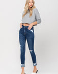 Vervet- High Rise Distressed Clean Cut Crop Skinny