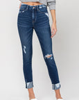 Vervet- High Rise Distressed Clean Cut Crop Skinny