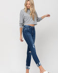 Vervet- High Rise Distressed Clean Cut Crop Skinny