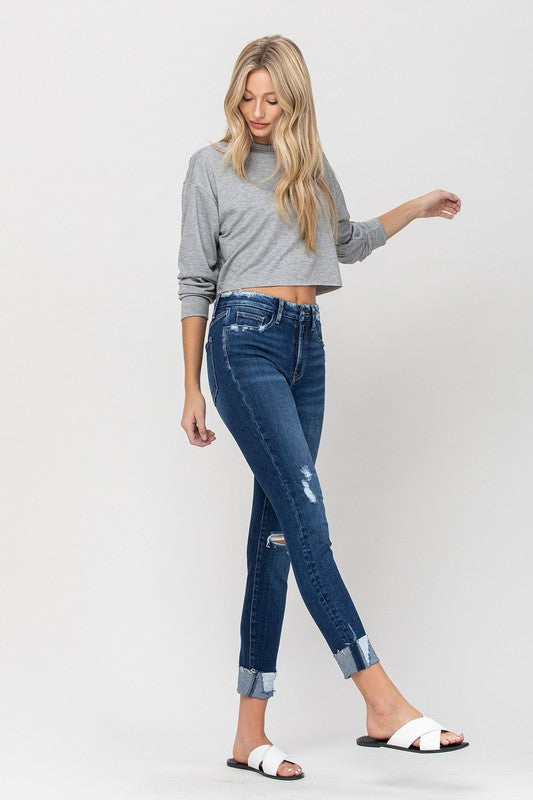 Vervet- High Rise Distressed Clean Cut Crop Skinny