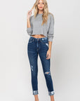 Vervet- High Rise Distressed Clean Cut Crop Skinny