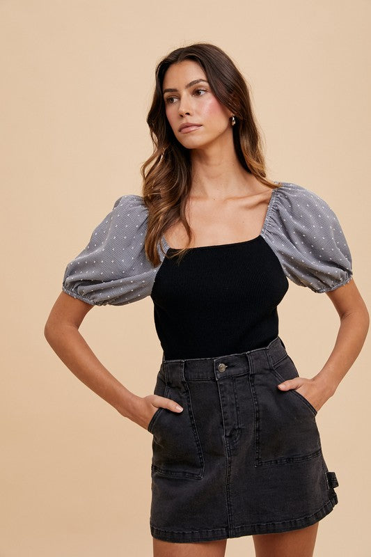 Annie Wear Cargo Denim Mini Skirt- Black