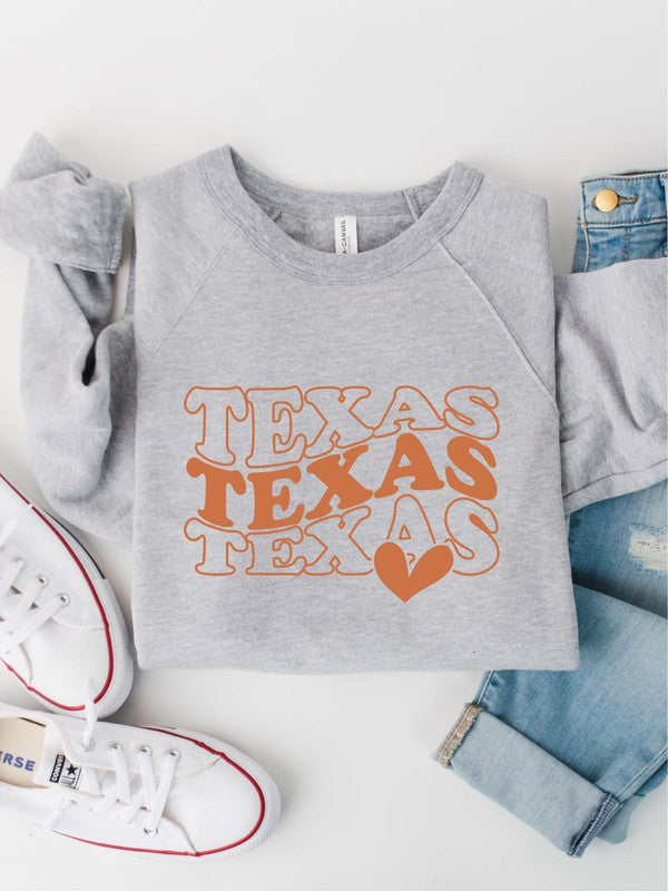 Groovy Texas Heart Crewneck Sweatshirt- Plus