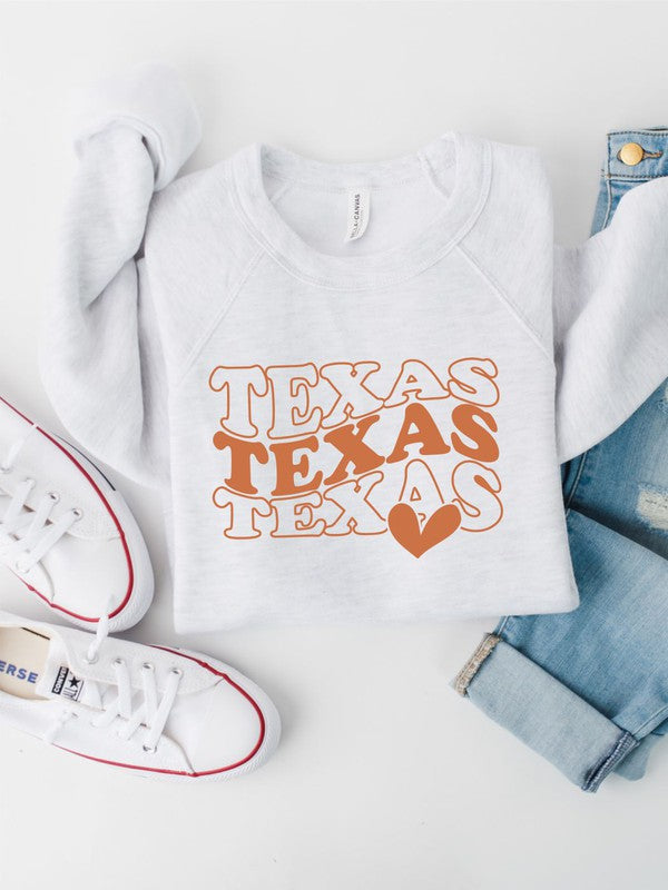 Groovy Texas Heart Crewneck Sweatshirt- Plus