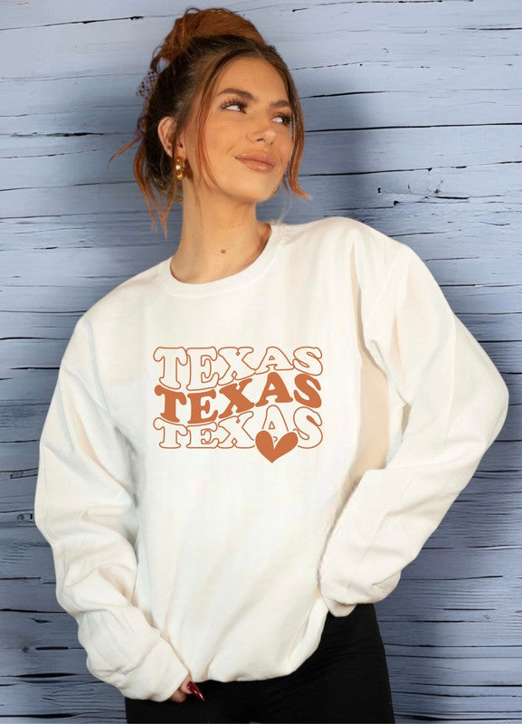 Groovy Texas Heart Crewneck Sweatshirt- Plus