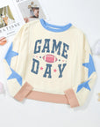 GAME DAY Star Patch Round Neck Long Sleeve Sweatshirt