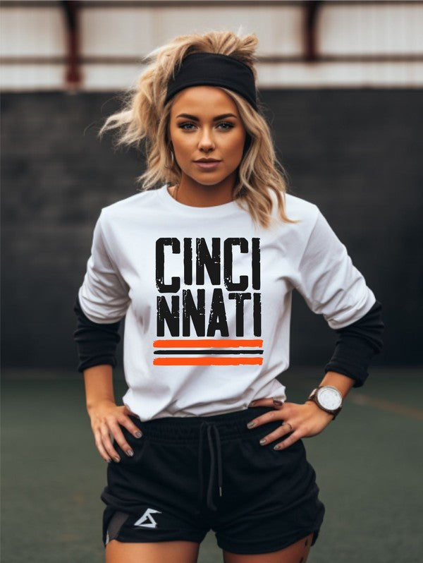 Cincinnati Orange Black Graphic Short Sleeve Tee- Plus