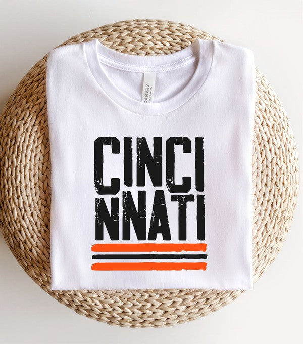 Cincinnati Orange Black Graphic Short Sleeve Tee