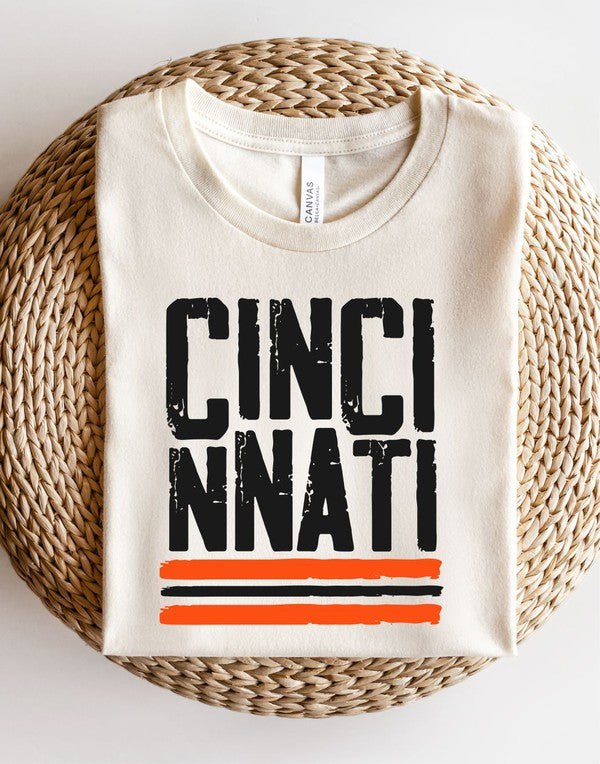 Cincinnati Orange Black Graphic Short Sleeve Tee- Plus