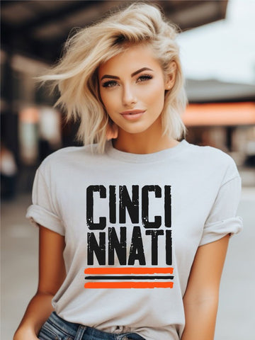 Cincinnati Orange Black Graphic Short Sleeve Tee- Plus