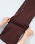 Coffee Side Seam Rivet Detail Ankle Length Casual Jeans