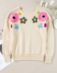 What in Carnation!! Plus Size Crochet Flower Sweater