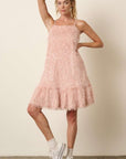 Mittoshop Feather Ruffle Hem Mini Cami Dress- Blush