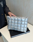 Quilted Plaid Clutch with Zipper