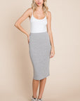 BOMBOM Elastic Waist Pencil Skirt- Gray