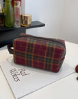 Contrast Plaid Clutch with Zipper