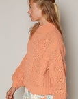 POL Mock Neck Cable Knit Sweater- Peach