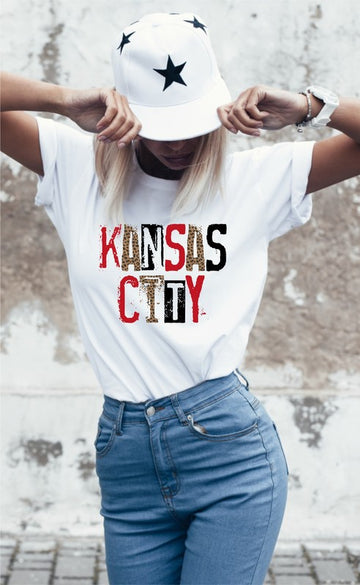 Kansas City Leopard Graphic Crew Neck Tee