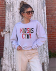 Kansas City Leopard Graphic Crew Neck Sweatshirt- Plus Size